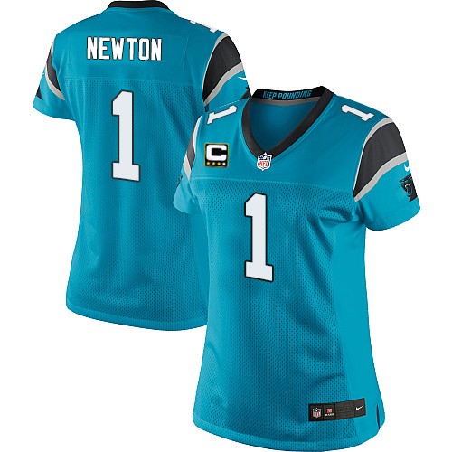 Women's Elite Cam Newton C Patch Nike Jersey Blue Alternate - #1 NFL Carolina Panthers